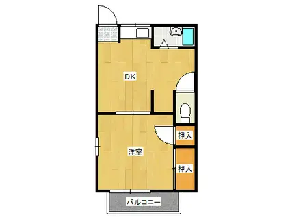 ハイツホープフル(1DK/2階)の間取り写真