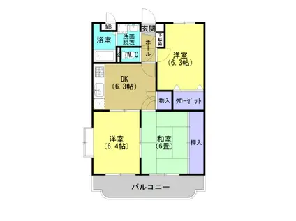 コーポラスソレイユ(3DK/2階)の間取り写真