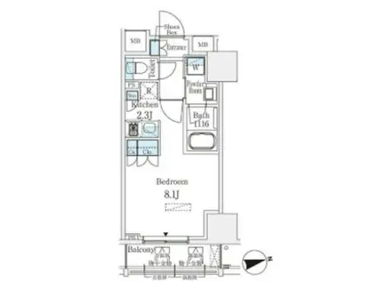 浅草田原町レジデンス(1K/4階)の間取り写真