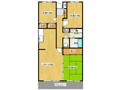 エスティ西大津 3LDK(3LDK/3階)の間取り写真