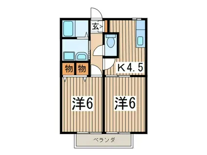 大磯シーサイドコーポB(2K/2階)の間取り写真
