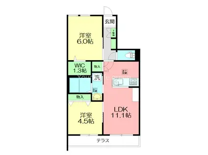 CLAIR 湘南 ウエスト(2LDK/1階)の間取り写真