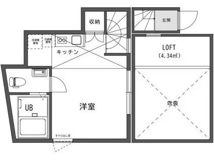 ランプライト千歳船橋(ワンルーム/3階)の間取り写真