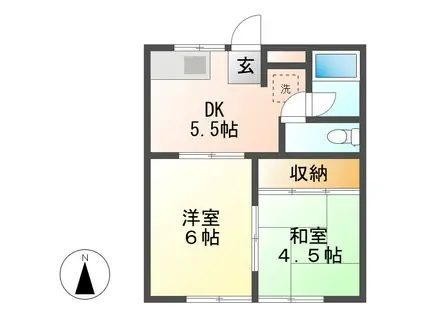 コーポもり(2DK/1階)の間取り写真