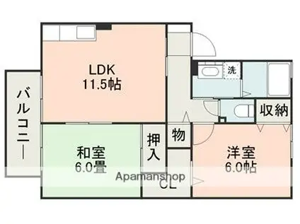 グランメール D棟(2LDK/2階)の間取り写真