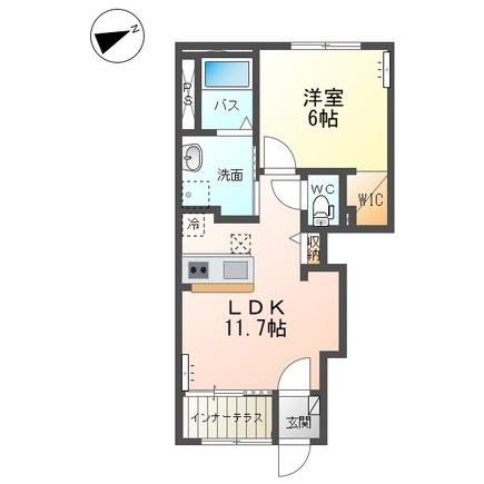 取手市寺田アパート(1LDK/1階)の間取り写真