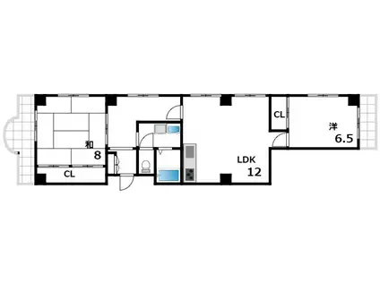 ハイネス山下(2LDK/3階)の間取り写真
