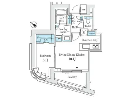 PARK COURT恵比寿(1LDK/7階)の間取り写真