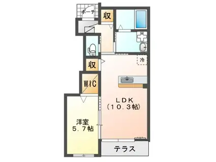 サンフィット(1LDK/1階)の間取り写真