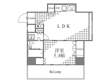 東京松屋UNITY(1LDK/8階)の間取り写真