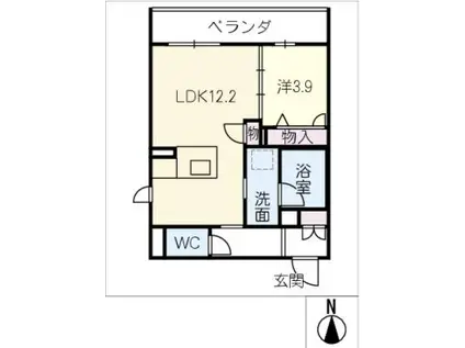 ゼロニアス藤が丘(1LDK/2階)の間取り写真