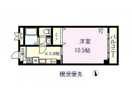 フォーリーフ(1K/3階)の間取り写真