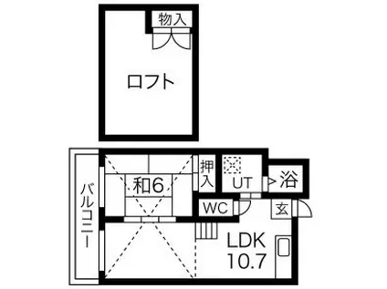 アウルズ塚本(1LDK/3階)の間取り写真