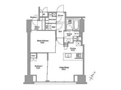 レキシントンスクエア白金高輪(2LDK/22階)の間取り写真