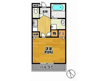 セゾンベ-ル三田(1K/1階)の間取り写真