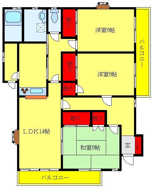 コーポエンドレス(3SLDK/1階)の間取り写真