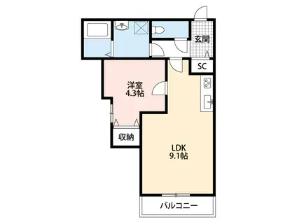 SUCCESS ONE(1LDK/1階)の間取り写真