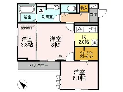 ハイネス(3K/3階)の間取り写真