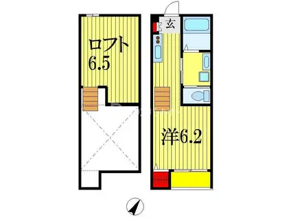 フローラ千葉(ワンルーム/1階)の間取り写真