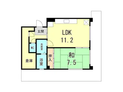 高島グリーンハイツ(1LDK/1階)の間取り写真