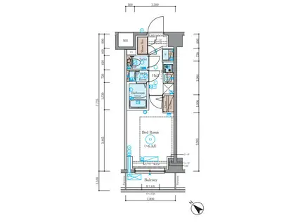 エステムコート横浜(1K/4階)の間取り写真