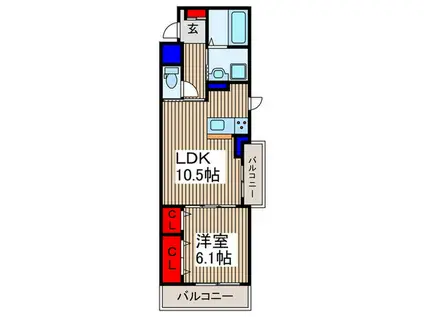 ヒカルサ西所沢(1LDK/3階)の間取り写真