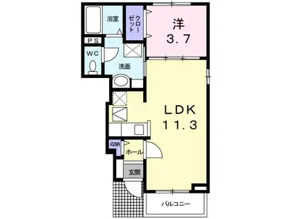 ブルックA(1LDK/1階)の間取り写真
