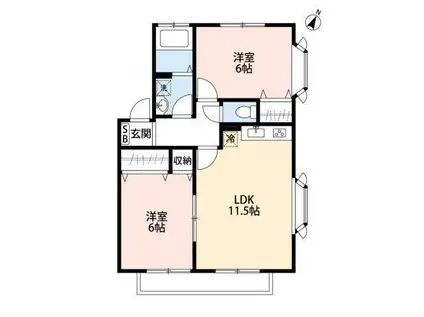 プラスサム(2LDK/2階)の間取り写真