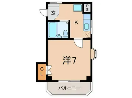 フローレス六甲(1K/3階)の間取り写真