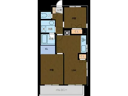 カッシアたまプラーザ(2LDK/B1階)の間取り写真