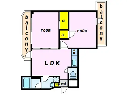 西新宿パークハイツ(2LDK/5階)の間取り写真