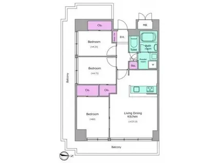 レジディア芝浦(3LDK/9階)の間取り写真