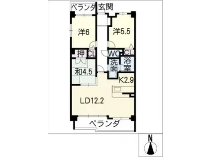 グランドールコフレ(3LDK/3階)の間取り写真