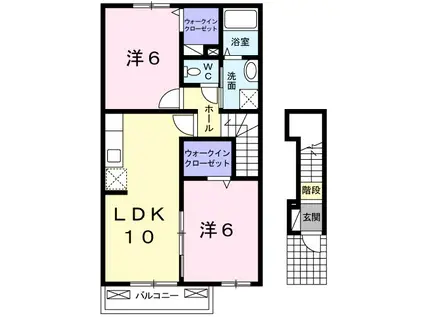 EVANS I(2LDK/2階)の間取り写真