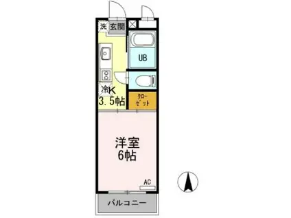 グランドキャッスル橋塚(1K/1階)の間取り写真