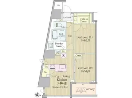 レックス白金(2LDK/14階)の間取り写真