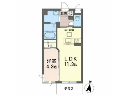 シャーメゾンN・III(1LDK/1階)の間取り写真