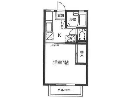 ソレイユ鷹の道(1K/1階)の間取り写真