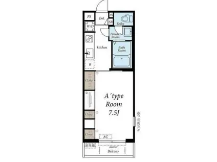 ガーデンFUKU(1K/2階)の間取り写真