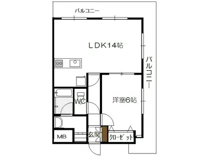 ハッツェ新屋敷(1LDK/6階)の間取り写真