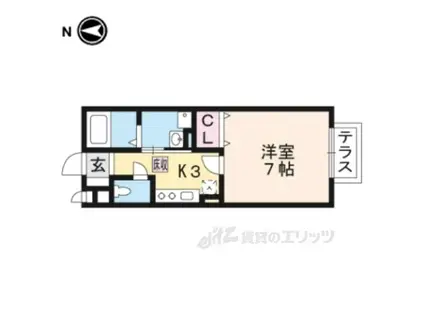 グランシャリオ(1K/1階)の間取り写真