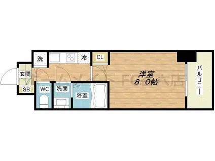 ディクス福島レジデンス(1K/7階)の間取り写真