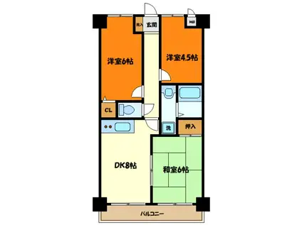 ラフィネ相武台II(3DK/2階)の間取り写真