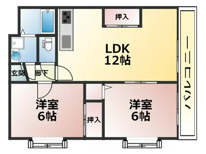 メジャーコートMY(2LDK/3階)の間取り写真