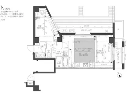 ZOOM高田馬場ウエスト(2LDK/4階)の間取り写真