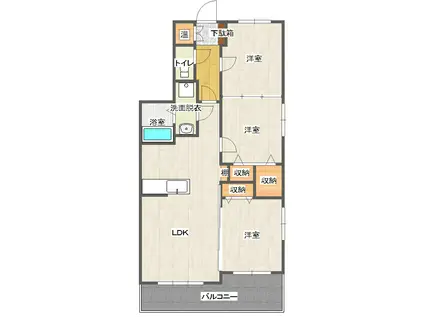 サニーコート本城学研台I(3LDK/2階)の間取り写真