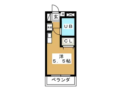 エスタ梅ヶ丘(ワンルーム/1階)の間取り写真