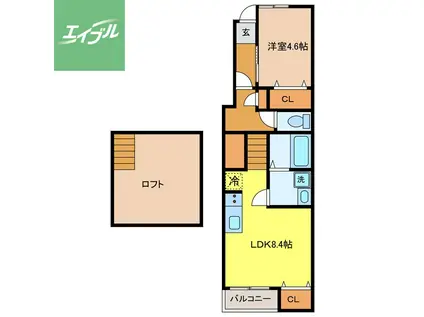 RESIDENCE矢の平(1LDK/1階)の間取り写真