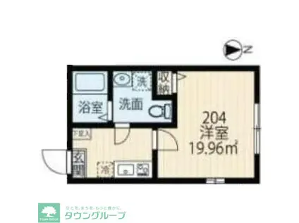 アベニール三ツ沢中町 A棟(1K/2階)の間取り写真