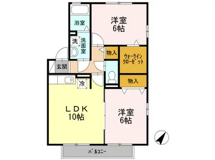 セジュールフェニックス(2LDK/2階)の間取り写真